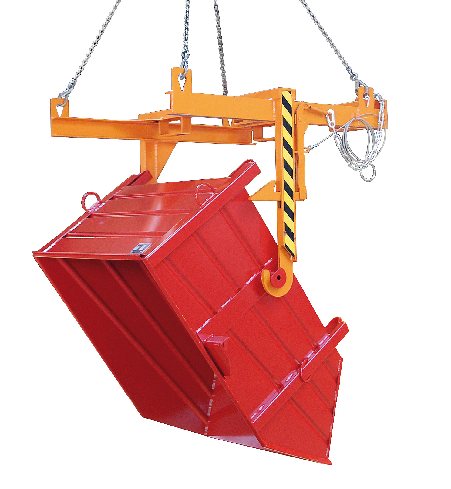 Kipptraverse für Baustoffbehälter Typ BBT RAL 2000 Gelborange